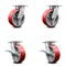 Service Caster 6 Inch Kingpinless Red Poly on Steel Wheel Swivel Caster Set with 2 Brakes SCC SCC-KP30S620-PUR-RS-2-SLB-2 - alternate 1